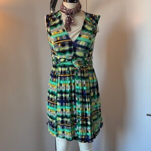 Plenty by Tracy Reese Vibrant Green and Blue Mini Dress